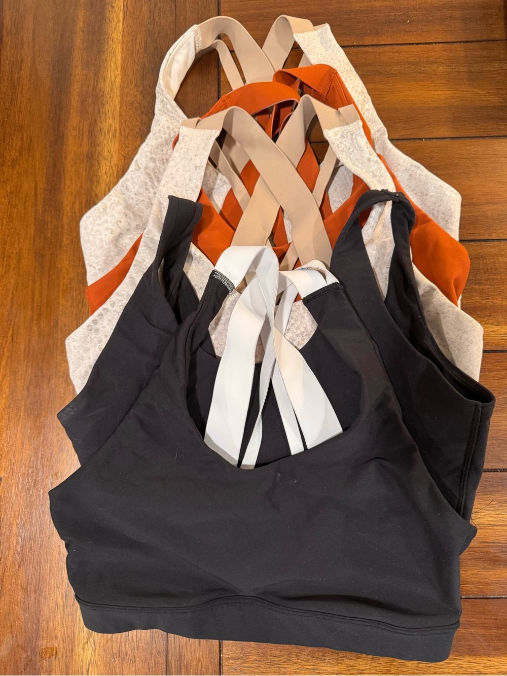 Set of Old Navy/all in motion Sports Bras in Black, Cream & Rust